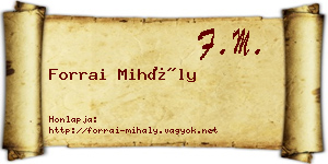 Forrai Mihály névjegykártya
